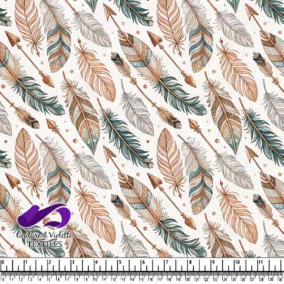 Boho style with detailed feathers and arrows in earthy tones