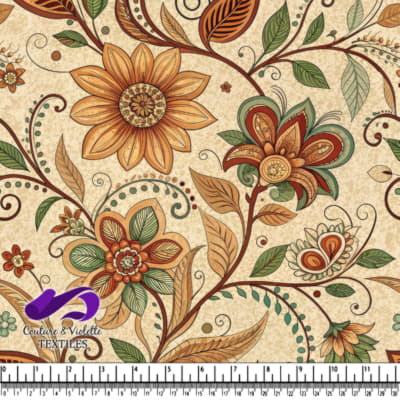 Motif floral vintage aux couleurs d'automne