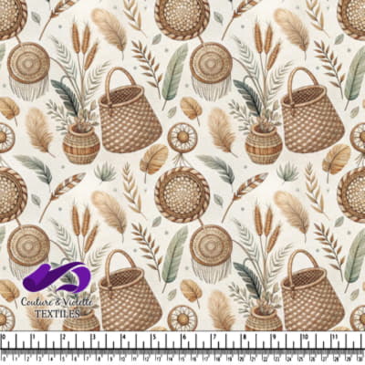 Motif de paniers rustiques et de botanique séchée