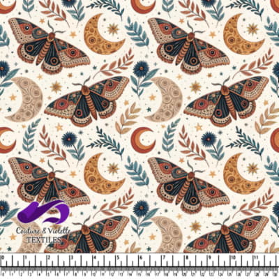 Papillons de nuit, croissants de lune et éléments botaniques