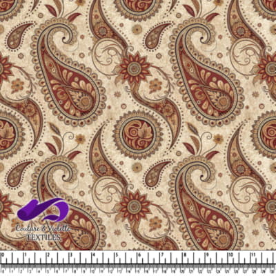 Fleur vintage paisley marron et beige