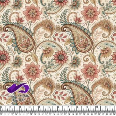 Motif vintage de paisley et de fleurs dans des tons terreux atténués