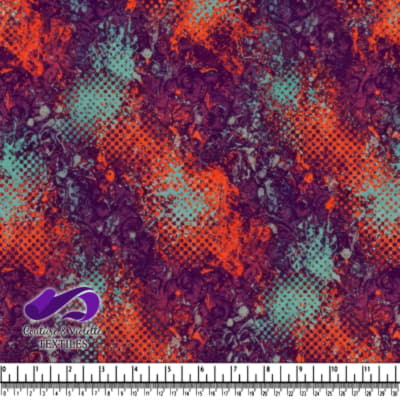 Abstract textured pattern with purple orange and teal