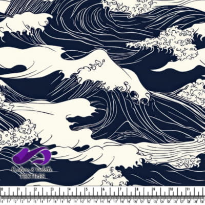 Vagues océaniques stylisées bleu marine et blanches