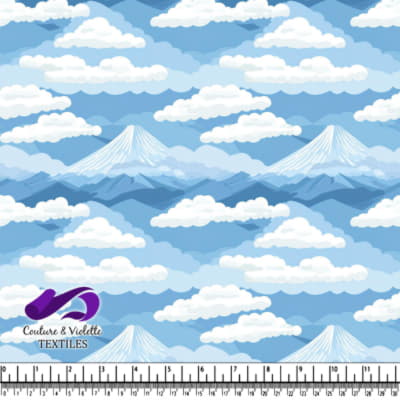 Motif de sommet montagneux avec des nuages sur fond de ciel bleu