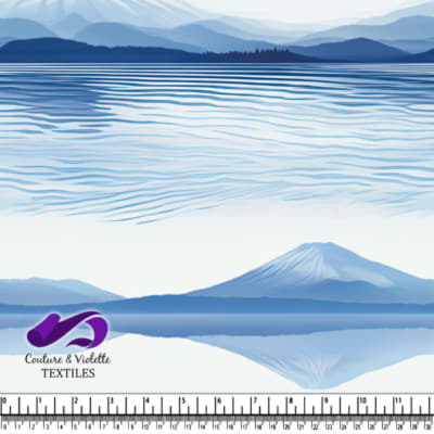 Paysage de Montagne Bleue Serein avec Surface d'Eau Réfléchissante