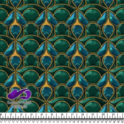 Motif Géométrique Abstrait Turquoise et Or