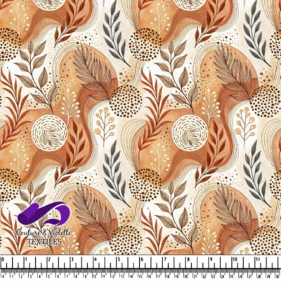 Motif Botanique Abstrait aux Tons Terre avec Feuilles et Points