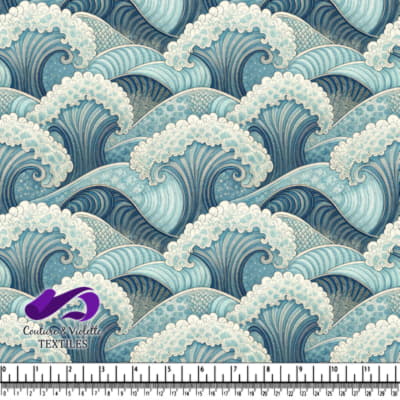 Ocean Waves Pattern in Blue and White Tones