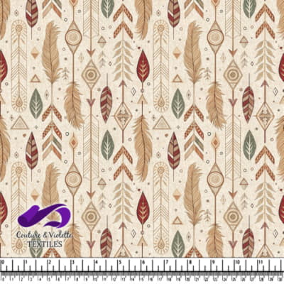 Bohemian Feather and Arrow Pattern with Geometric Accents