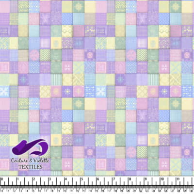 Imprimé Patchwork Pastel avec Motifs Floraux et Géométriques