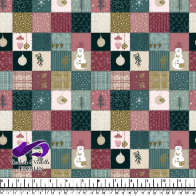 Patchwork Hivernal Douillet avec Bonhommes de Neige et Ornements de Fête