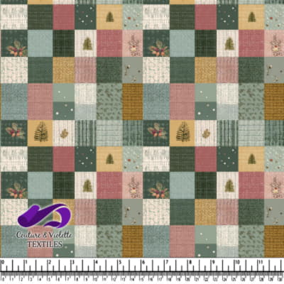 Tissu Patchwork Vintage avec Motifs Floraux et Arborés