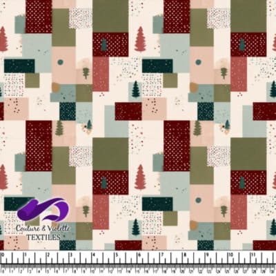 Christmas geometric and tree pattern textile design