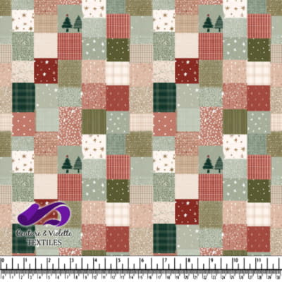 Christmas Patchwork Quilt Pattern Fabric Design