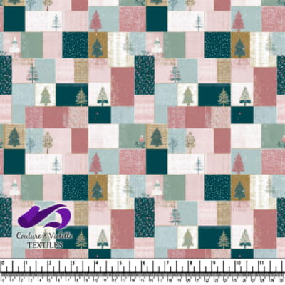 Motif Patchwork avec Pins et Couleurs Douces