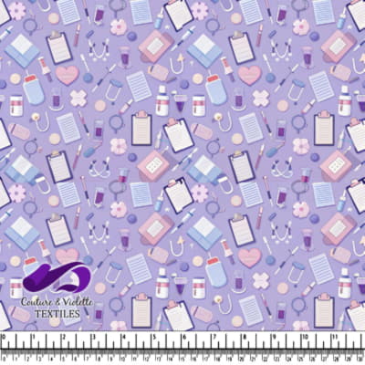 Medical and Laboratory Tools Pattern on Purple Background