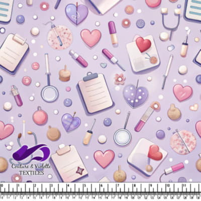 Sewing and Heart Themed Pattern with Clips and Accessories