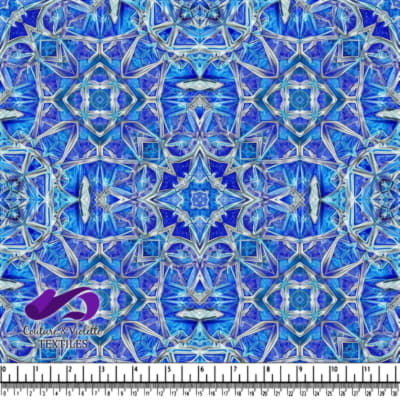 Blue Geometric Kaleidoscope Pattern Textile Design