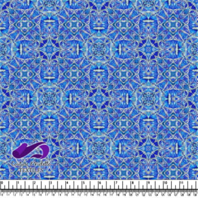 Blue Geometric Kaleidoscope Pattern Textile Design