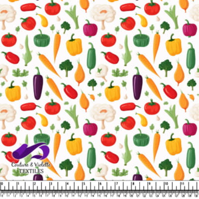 Motif de Légumes Colorés sur Fond Blanc