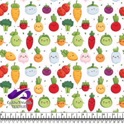 Motif de Légumes Cartoon Mignons avec Visages Souriants