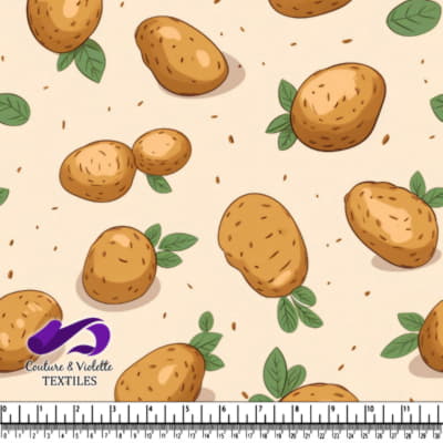 Fresh Potatoes with Green Leaves on Beige Background