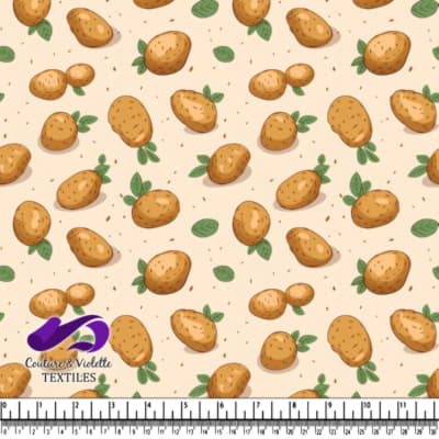 Fresh Potatoes with Green Leaves on Beige Background