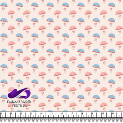 Pink and Blue Umbrella Pattern on Light Background