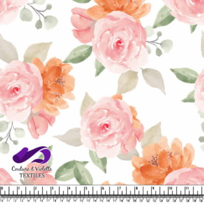 Soft Pink and Orange Floral Watercolor Pattern