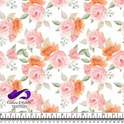 Soft Pink and Orange Floral Watercolor Pattern