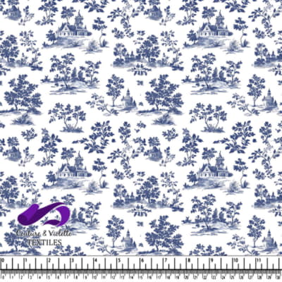Blue and White Vintage Country Cottage Pattern Textile