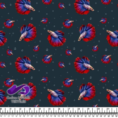 Motif Coloré de Poissons Betta sur Fond Sombre