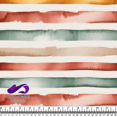 Watercolor Striped Fabric Pattern with Warm Earth Tones