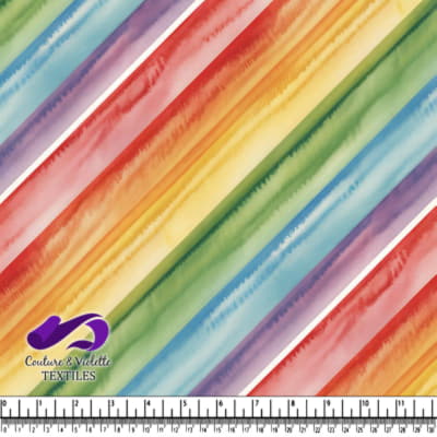 Colorful diagonal watercolor stripes fabric design pattern