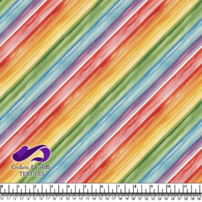 Colorful diagonal watercolor stripes fabric design pattern
