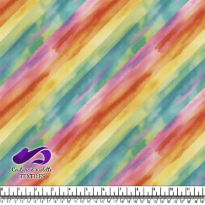 Watercolor Rainbow Stripes Fabric Pattern