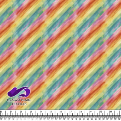 Watercolor Rainbow Stripes Fabric Pattern