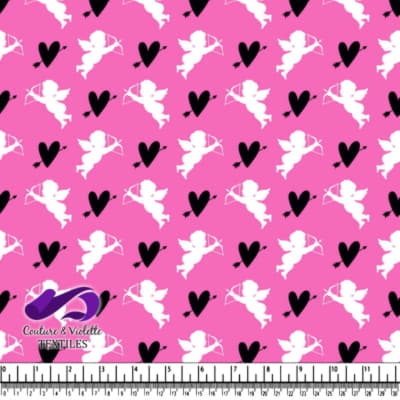 Pink Cupid Heart Pattern Valentine's Day Fabric Design