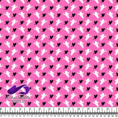 Pink Cupid Heart Pattern Valentine's Day Fabric Design