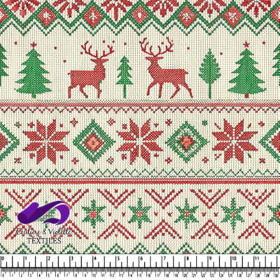 Christmas Holiday Pattern with Reindeer and Trees