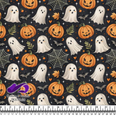 Motif d'Halloween Mignon avec Citrons, Fantômes et Chauves-Souris