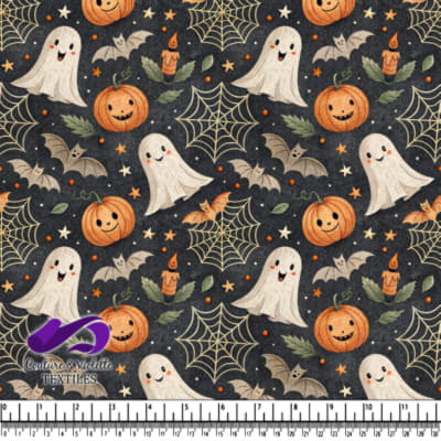 Cute Halloween Ghosts Pumpkins Bats and Spiderwebs Pattern
