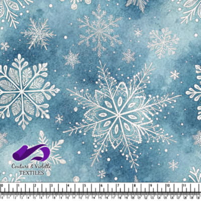 Flocons de Neige Délicats sur Fond Bleu