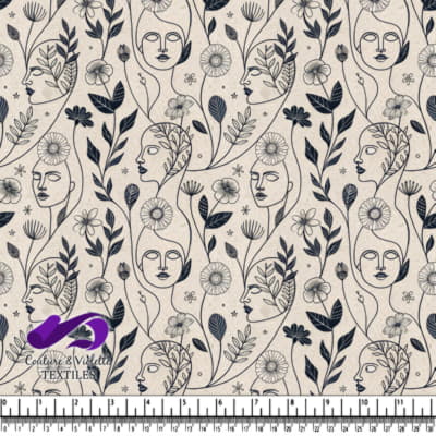 Floral Faces and Leaves Pattern Design
