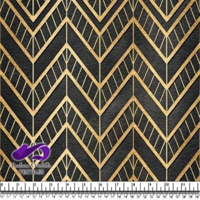 Art Deco Gold and Black Chevron Pattern