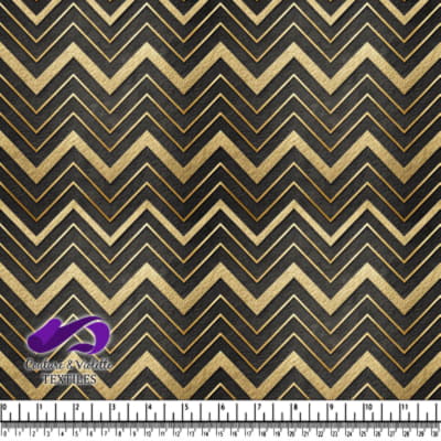 Black and Gold Chevron Pattern Fabric