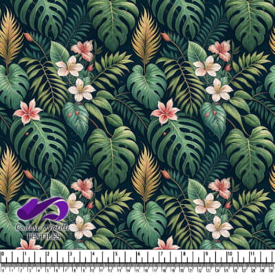 Motif de Feuilles et Fleurs de Jungle Tropicale