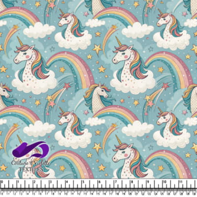 Unicorns Rainbows and Stars Pattern