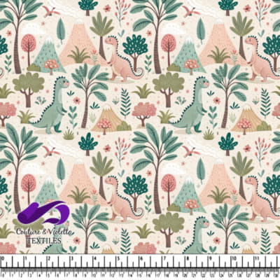 Dinosaures Joyeux dans une Forêt Colorée